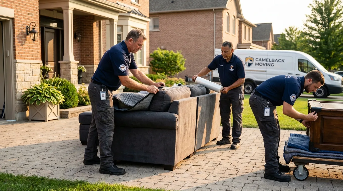 Large estate moving crew wrapping furniture in Sandusky, OH