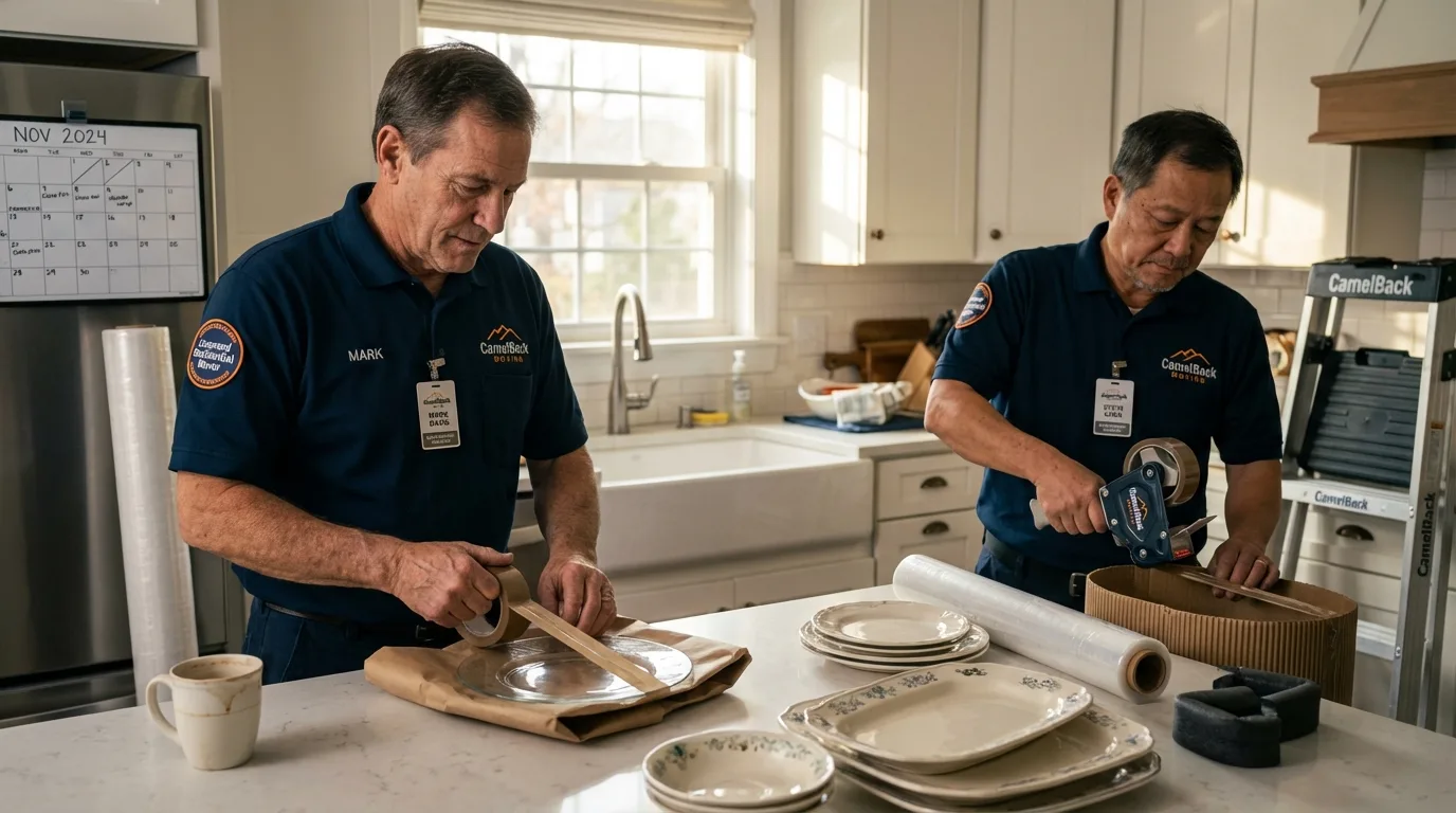 Professional crew packing kitchen dishware in Sandusky, OH